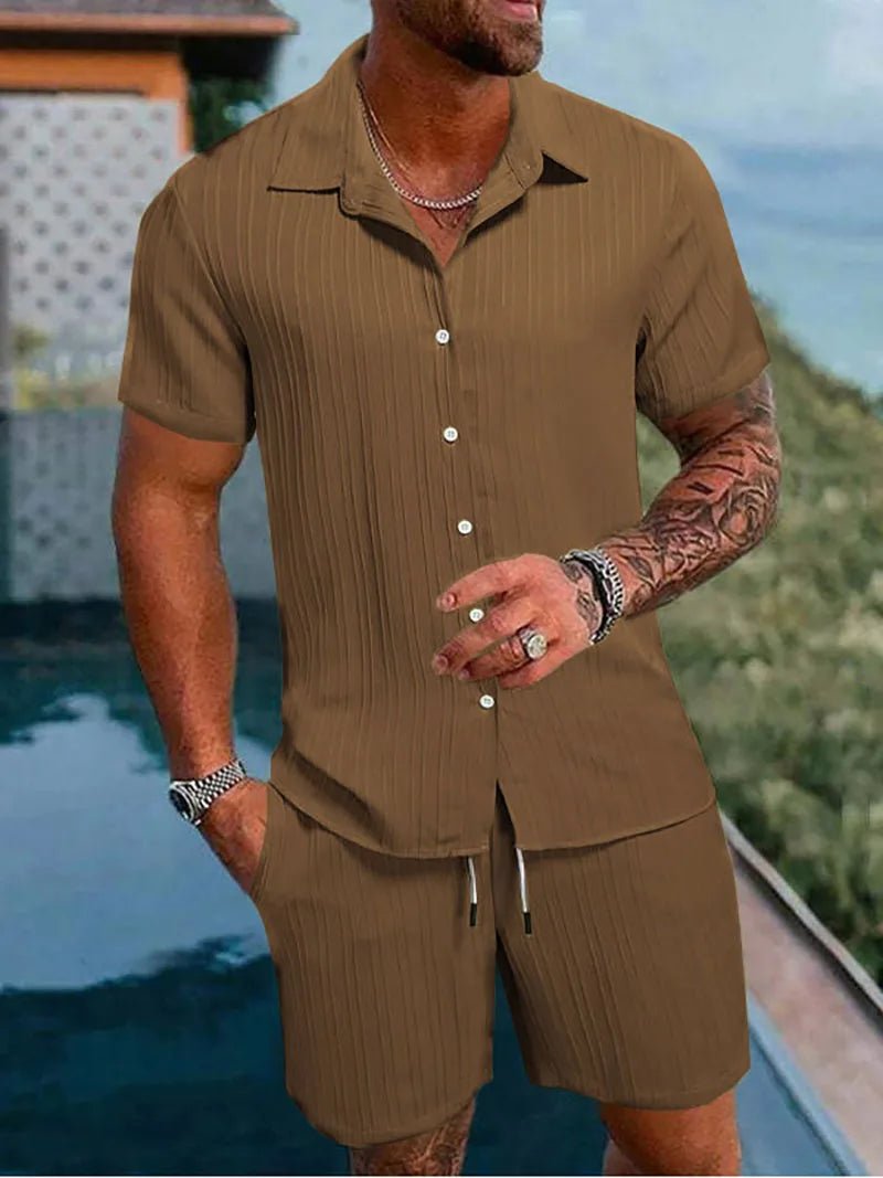Set – Mens – Spring &amp; Summer – Men's Polo Casual Solid Color Sports Suit – Montford Co - Montford & Co