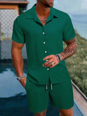 Set – Mens – Spring &amp; Summer – Men's Polo Casual Solid Color Sports Suit – Montford Co - Montford & Co