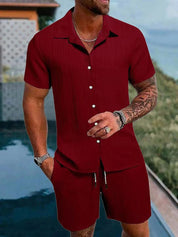 Set – Mens – Spring &amp; Summer – Men's Polo Casual Solid Color Sports Suit – Montford Co - Montford & Co