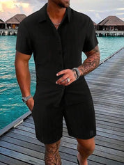 Set – Mens – Spring &amp; Summer – Men's Polo Casual Solid Color Sports Suit – Montford Co - Montford & Co