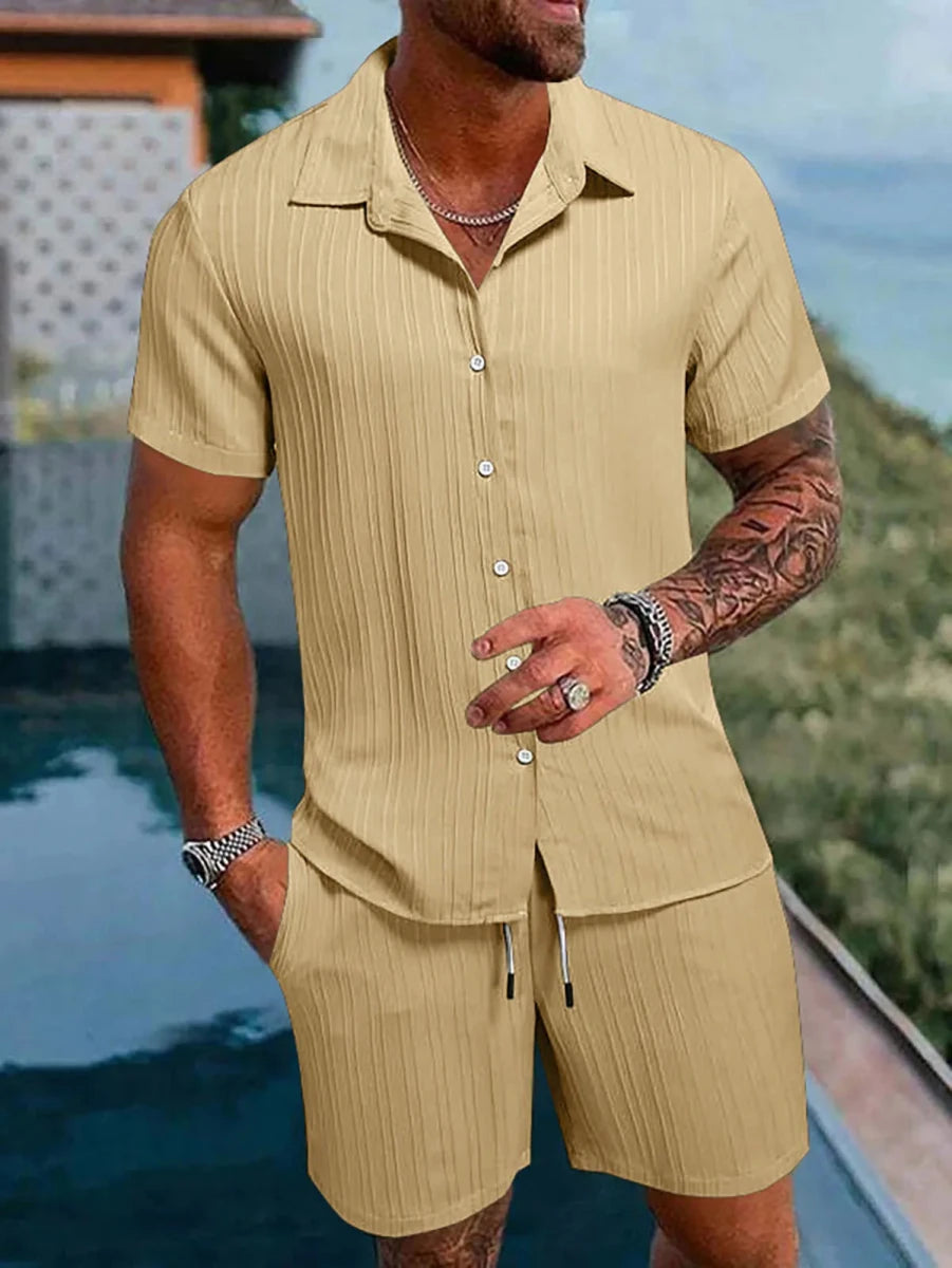 Set – Mens – Spring &amp; Summer – Men's Polo Casual Solid Color Sports Suit – Montford Co - Montford & Co