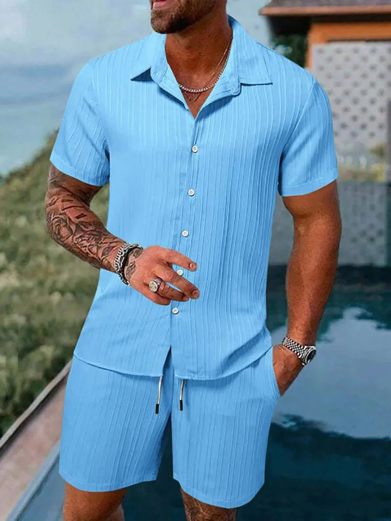 Set – Mens – Spring &amp; Summer – Men's Polo Casual Solid Color Sports Suit – Montford Co - Montford & Co