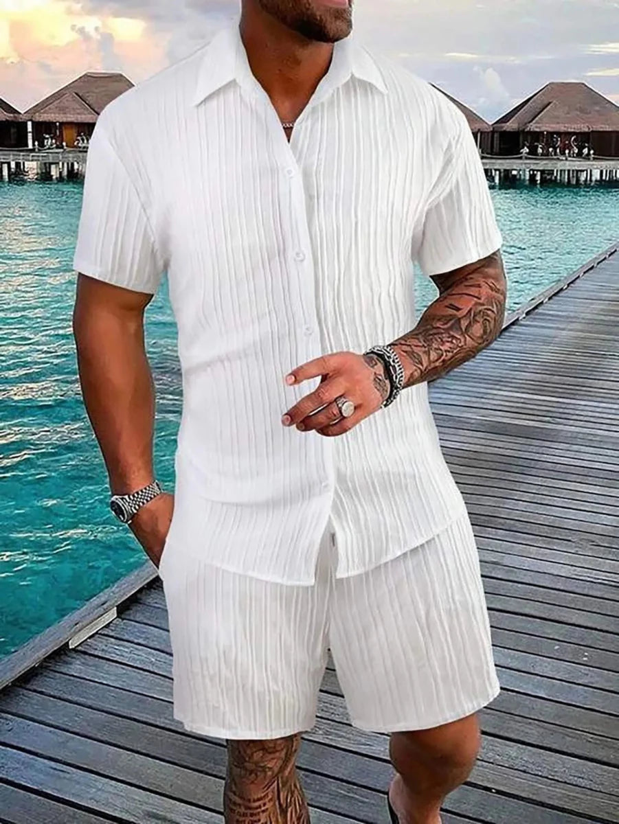 Set – Mens – Spring &amp; Summer – Men's Polo Casual Solid Color Sports Suit – Montford Co - Montford & Co