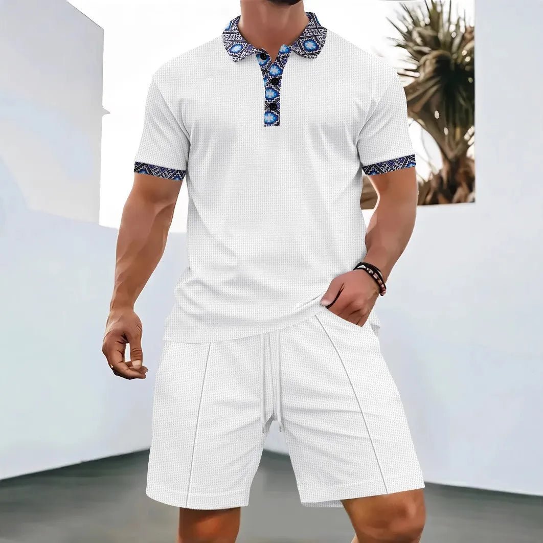 Set – Mens – Spring &amp; Summer – Zip - Up Lapel Short - Sleeve Suit Shorts – Montford Co - Montford & Co
