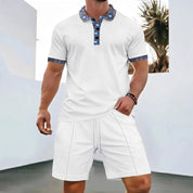 Set – Mens – Spring &amp; Summer – Zip - Up Lapel Short - Sleeve Suit Shorts – Montford Co - Montford & Co