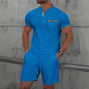 Set – Mens – Spring &amp; Summer – Zip - Up Lapel Short - Sleeve Suit Shorts – Montford Co - Montford & Co