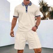 Set – Mens – Spring &amp; Summer – Zip - Up Lapel Short - Sleeve Suit Shorts – Montford Co - Montford & Co