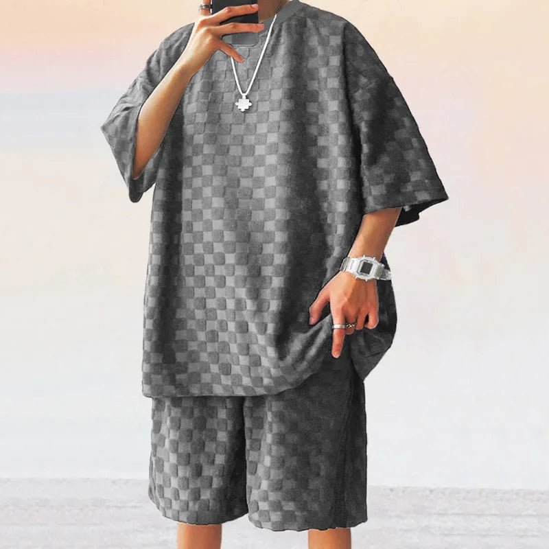Set – Mens – Summer – Oversized Chessboard Plaid Two - Piece – Montford Co - Montford & Co