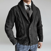 Shawl Collar Cable Knit Sweater - Montford & Co
