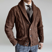 Shawl Collar Cable Knit Sweater - Montford & Co