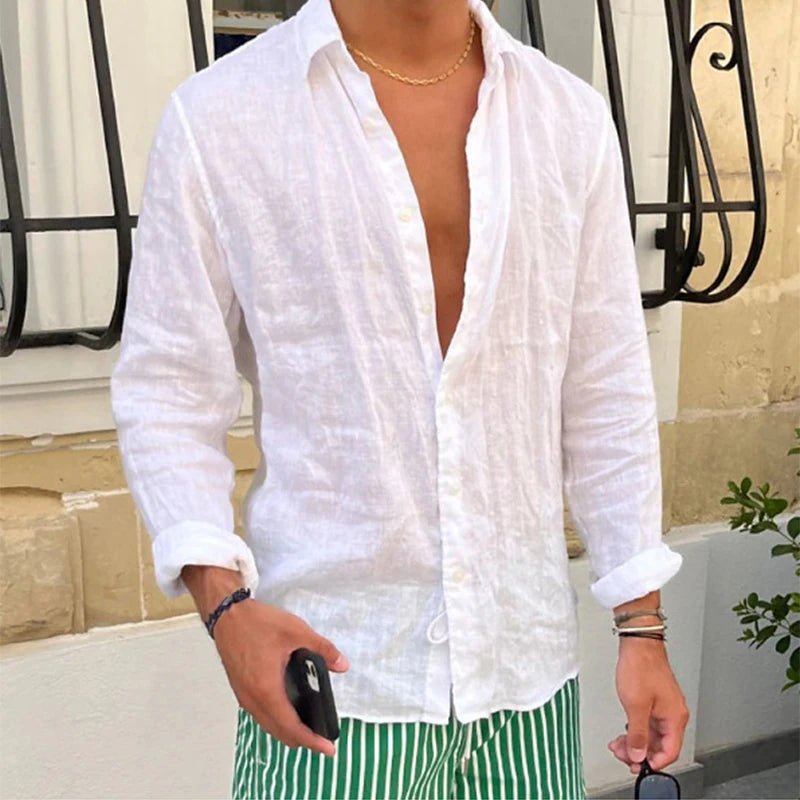 Shirt – Mens – Spring &amp; Summer – Casual Long Sleeve Button - Up Turn - Down Collar – Montford Co - Montford & Co