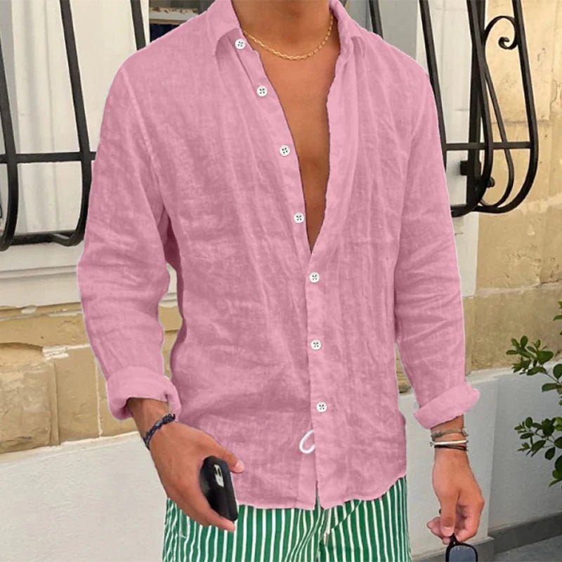 Shirt – Mens – Spring &amp; Summer – Casual Long Sleeve Button - Up Turn - Down Collar – Montford Co - Montford & Co