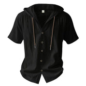 Shirt – Mens – Spring & Summer – Cotton Linen Hooded Short Sleeve – Montford Co - Montford & Co