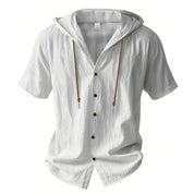 Shirt – Mens – Spring & Summer – Cotton Linen Hooded Short Sleeve – Montford Co - Montford & Co