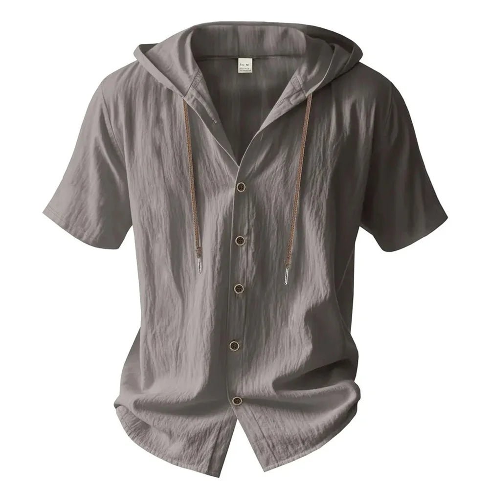 Shirt – Mens – Spring & Summer – Cotton Linen Hooded Short Sleeve – Montford Co - Montford & Co