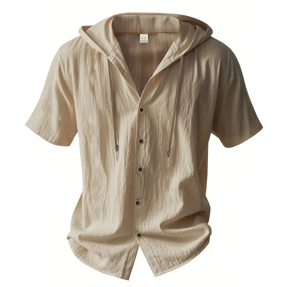 Shirt – Mens – Spring & Summer – Cotton Linen Hooded Short Sleeve – Montford Co - Montford & Co