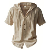 Shirt – Mens – Spring & Summer – Cotton Linen Hooded Short Sleeve – Montford Co - Montford & Co
