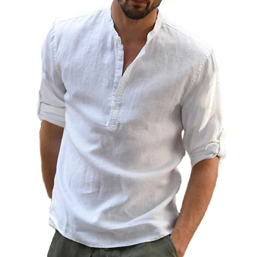 Shirt – Mens – Spring & Summer – Long - Sleeved Casual Beach Linen Shirt – Montford Co - Montford & Co