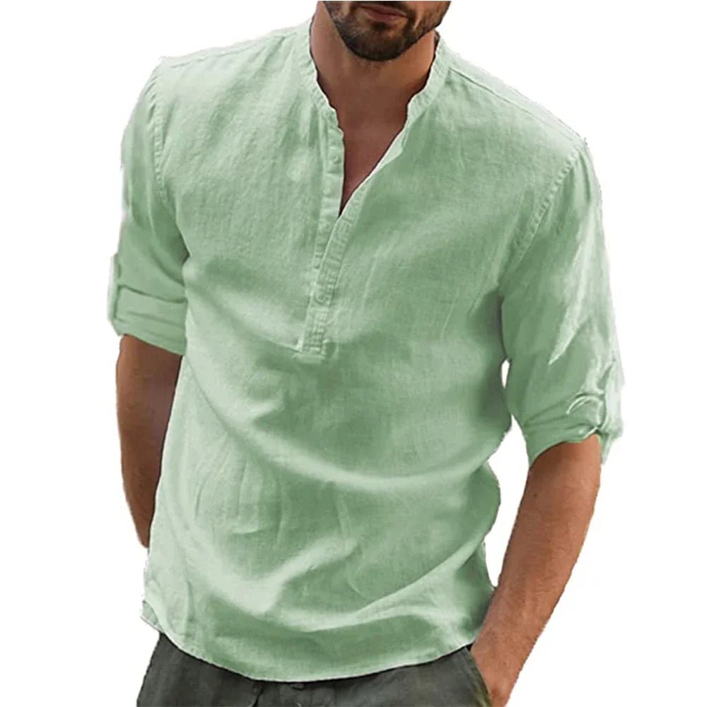Shirt – Mens – Spring & Summer – Long - Sleeved Casual Beach Linen Shirt – Montford Co - Montford & Co