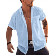 Shirt – Mens – Spring & Summer – Mens Short Sleeve Linen Button Up Shirt with Pocket – Montford Co - Montford & Co