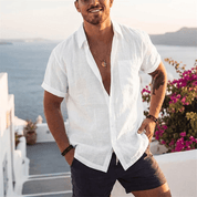 Shirt – Mens – Spring & Summer – Mens Short Sleeve Linen Button Up Shirt with Pocket – Montford Co - Montford & Co