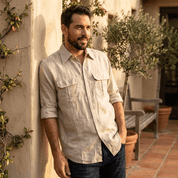 Shirts – Mens – All Season – Cotton Linen Long Sleeve Solid Color Casual Top – Montford Co - Montford & Co
