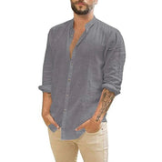 Shirts – Mens – Spring &amp; Summer – Cotton Linen Long - Sleeved Casual Shirt – Montford Co - Montford & Co