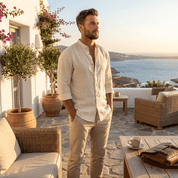 Shirts – Mens – Spring &amp; Summer – Cotton Linen Long - Sleeved Casual Shirt – Montford Co - Montford & Co