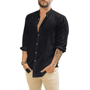 Shirts – Mens – Spring &amp; Summer – Cotton Linen Long - Sleeved Casual Shirt – Montford Co - Montford & Co