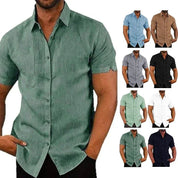 Shirts – Mens – Spring & Summer – Cotton Casual Short Sleeved Turn - Down Collar – Montford Co - Montford & Co