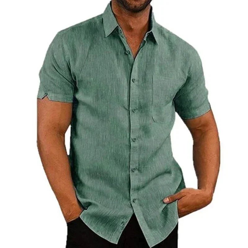 Shirts – Mens – Spring & Summer – Cotton Casual Short Sleeved Turn - Down Collar – Montford Co - Montford & Co