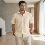 Shirts – Mens – Spring & Summer – Men's Solid Color Cotton Short Sleeve Shirt – Montford Co - Montford & Co