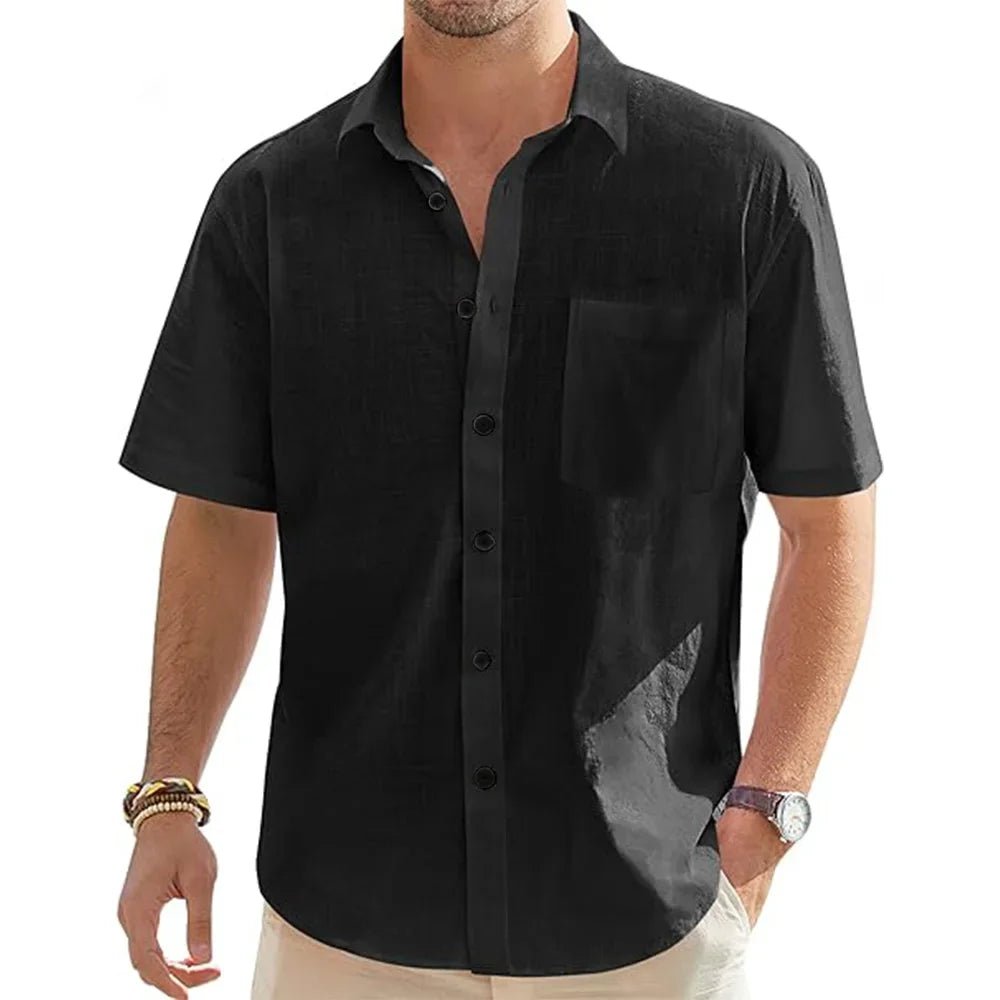 Shirts – Mens – Spring & Summer – Men's Solid Color Cotton Short Sleeve Shirt – Montford Co - Montford & Co