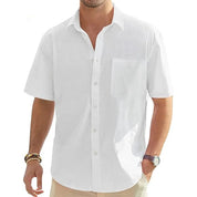 Shirts – Mens – Spring & Summer – Men's Solid Color Cotton Short Sleeve Shirt – Montford Co - Montford & Co