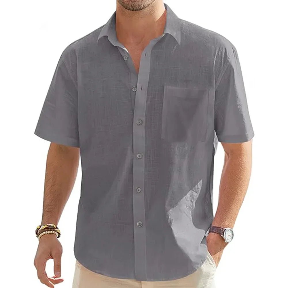 Shirts – Mens – Spring & Summer – Men's Solid Color Cotton Short Sleeve Shirt – Montford Co - Montford & Co