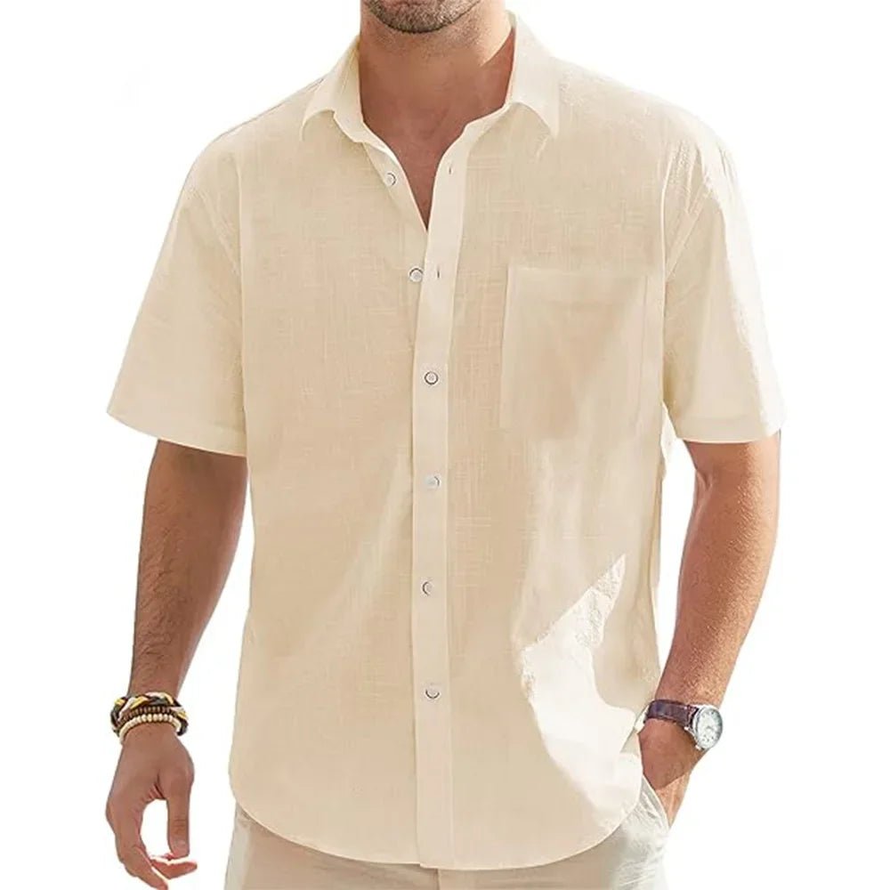 Shirts – Mens – Spring & Summer – Men's Solid Color Cotton Short Sleeve Shirt – Montford Co - Montford & Co