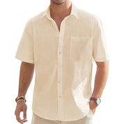 Shirts – Mens – Spring & Summer – Men's Solid Color Cotton Short Sleeve Shirt – Montford Co - Montford & Co