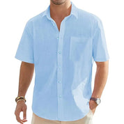 Shirts – Mens – Spring & Summer – Men's Solid Color Cotton Short Sleeve Shirt – Montford Co - Montford & Co