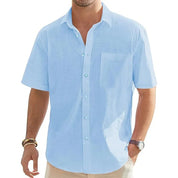 Shirts – Mens – Spring & Summer – Men's Solid Color Cotton Short Sleeve Shirt – Montford Co - Montford & Co