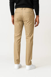 Stretch Cotton Chino Pants Khaki Straight Fit - Montford & Co