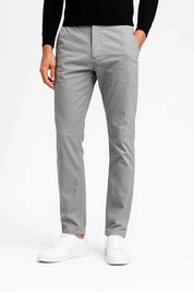 Stretch Cotton Chino Pants Khaki Straight Fit - Montford & Co