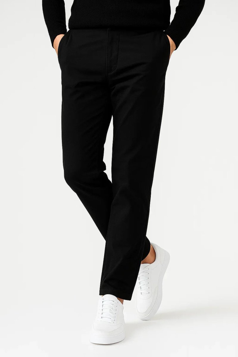 Stretch Cotton Chino Pants Khaki Straight Fit - Montford & Co