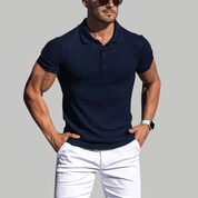 Stretch Ribbed Casual Polo Shirt - Montford & Co