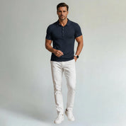 Stretch Ribbed Casual Polo Shirt - Montford & Co