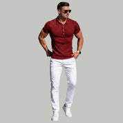 Stretch Ribbed Summer Polo Shirt - Montford & Co