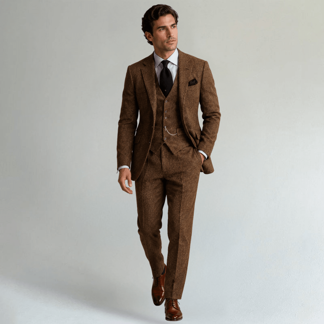 Suit Set Three - Piece Tweed Tuxedo - Montford & Co