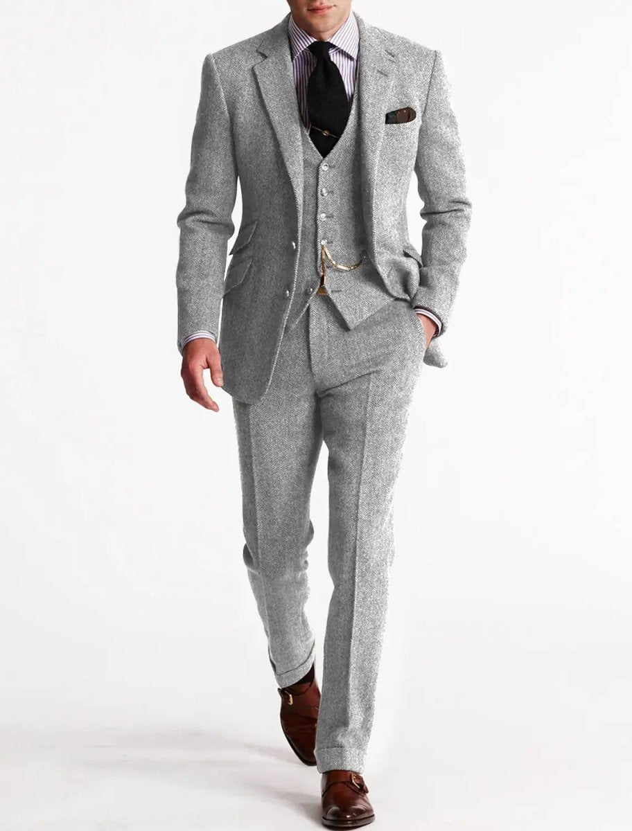 Suit Set Three - Piece Tweed Tuxedo - Montford & Co