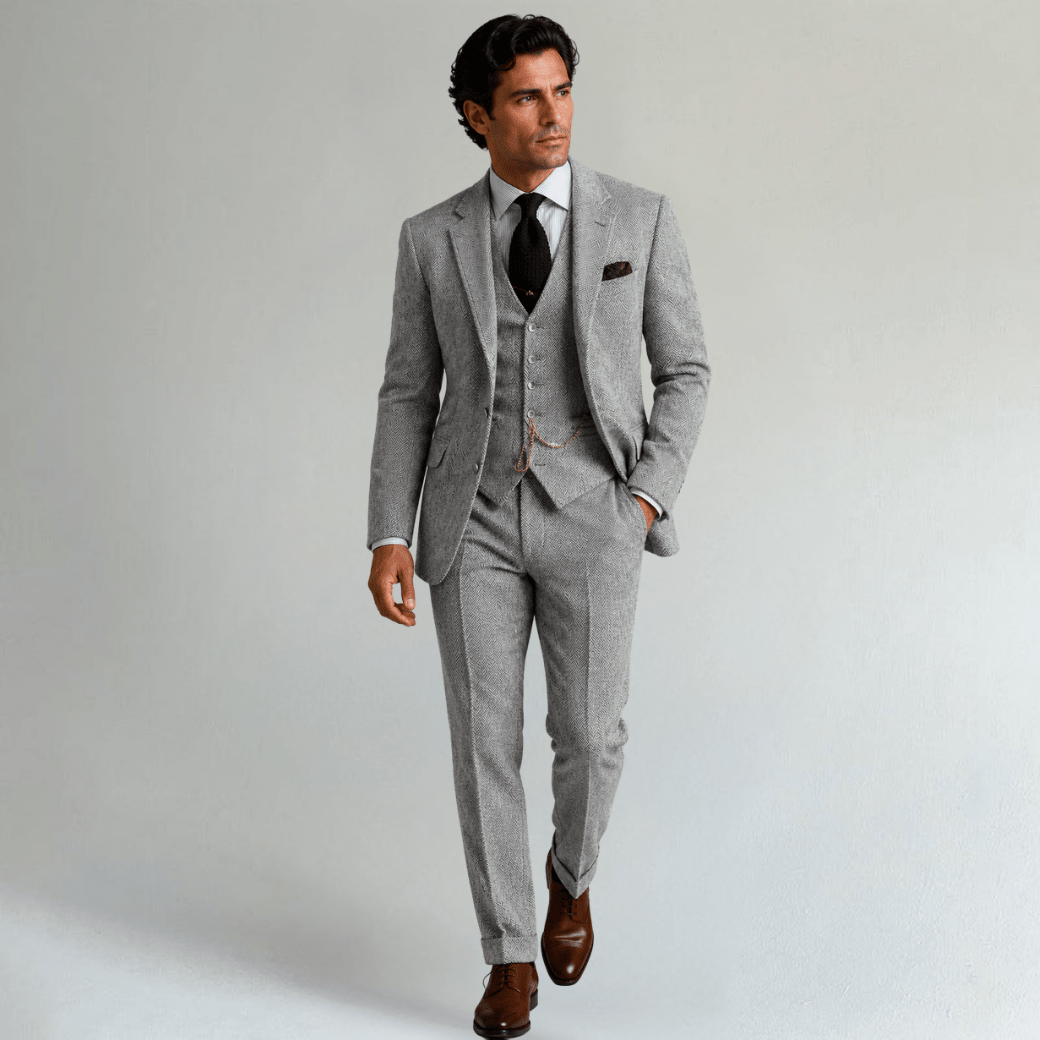 Suit Set Three - Piece Tweed Tuxedo - Montford & Co