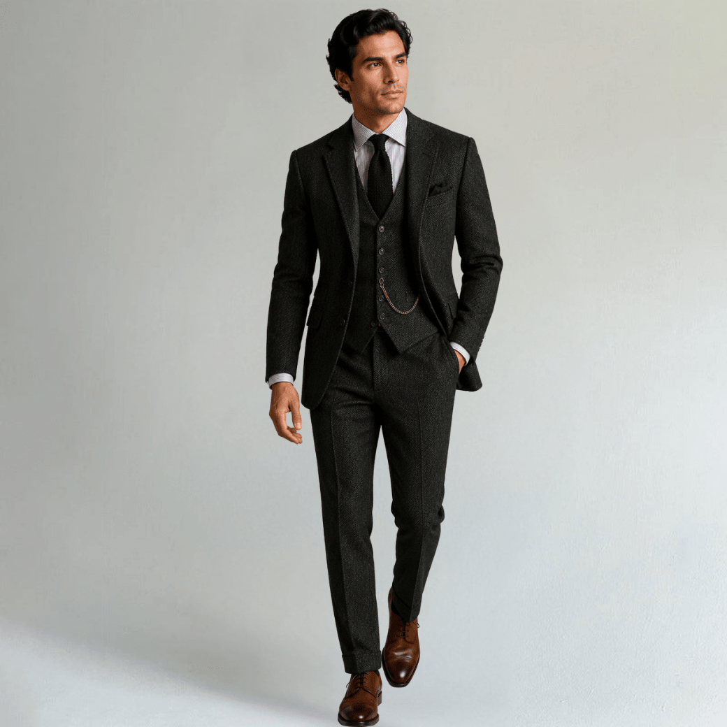 Suit Set Three - Piece Tweed Tuxedo - Montford & Co