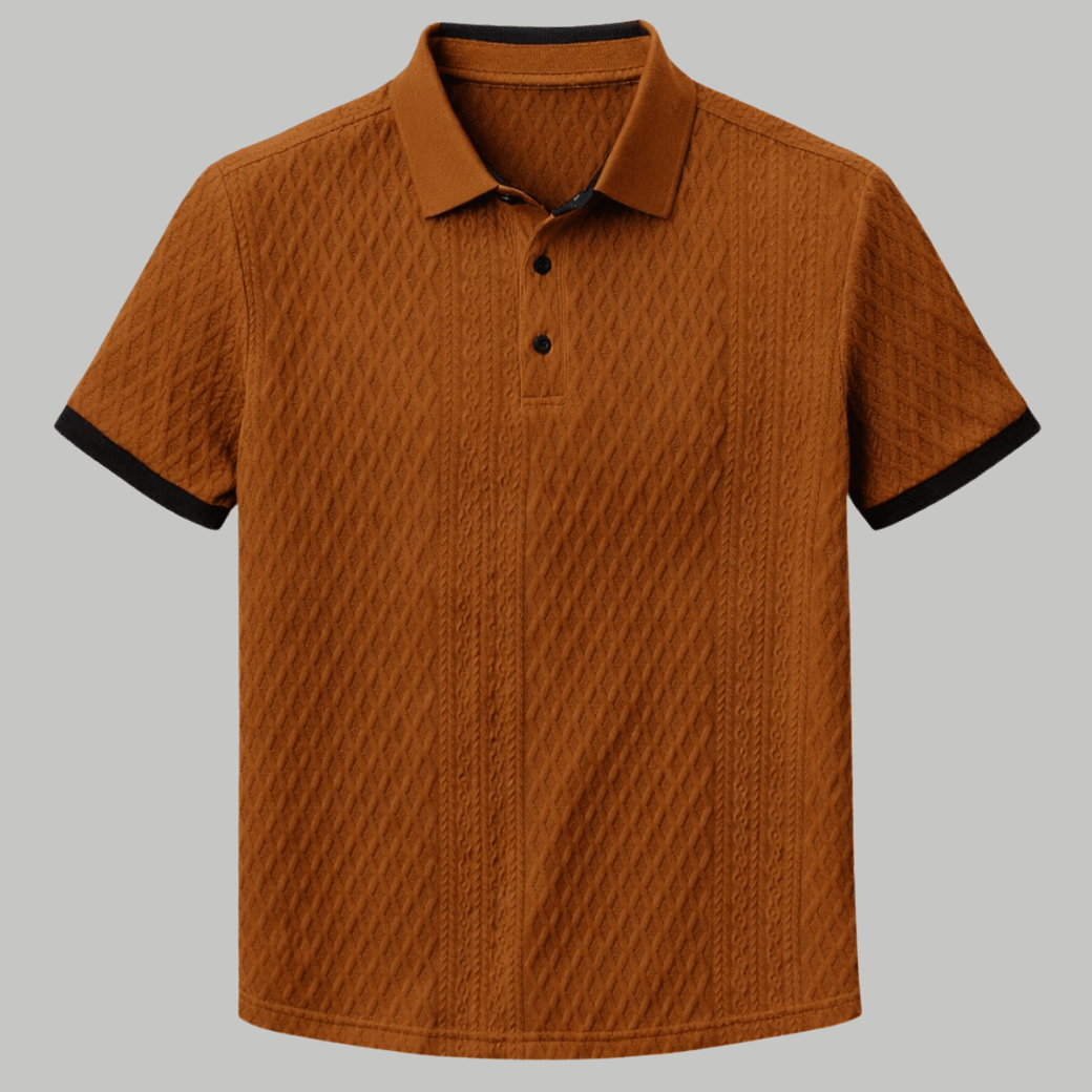 Summer Textured Polo Shirt with Contrast Collar - Montford & Co
